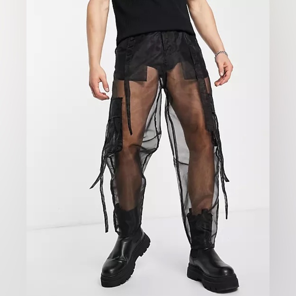ASOS black sheer cargo pants